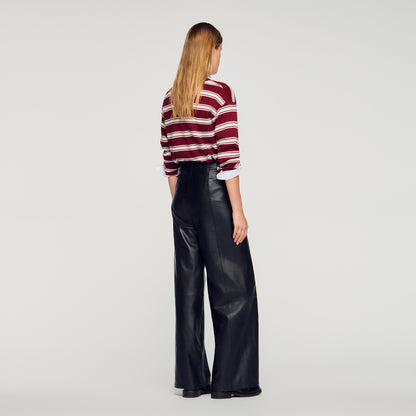 Everlys Wide-Leg Leather Trousers Black