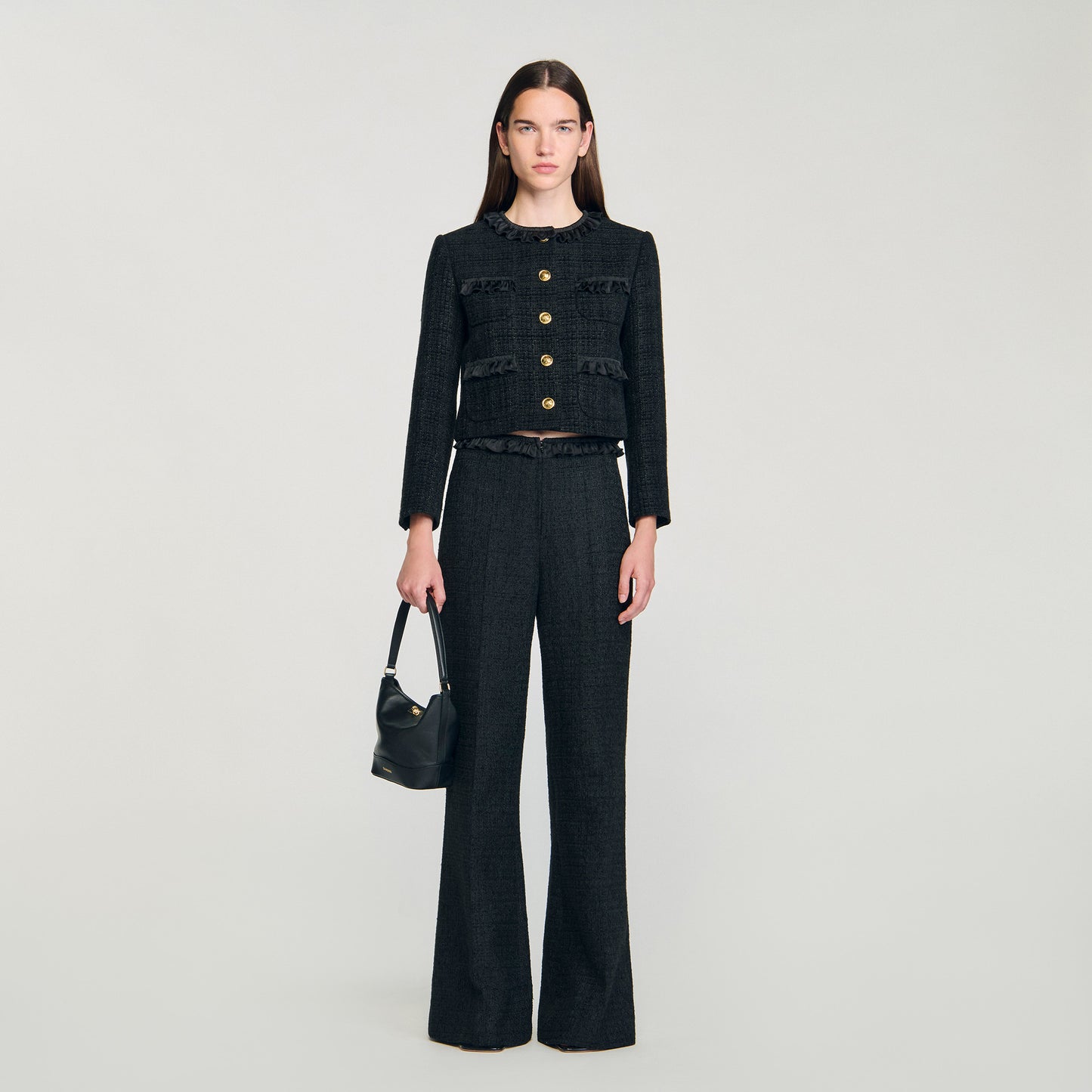 Jillvy Tweed Suit Trousers Black