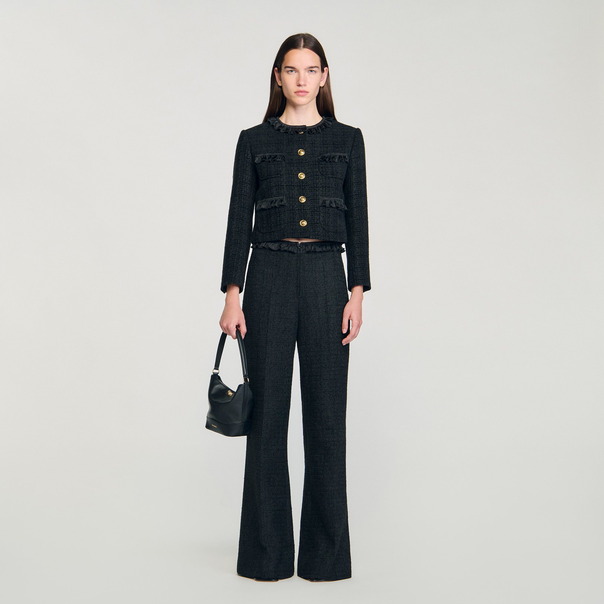 Jillvy Tweed Suit Trousers Black
