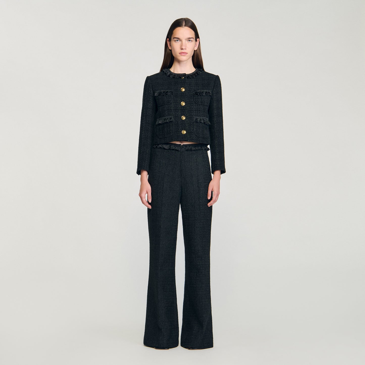 Jillvy Tweed Suit Trousers Black