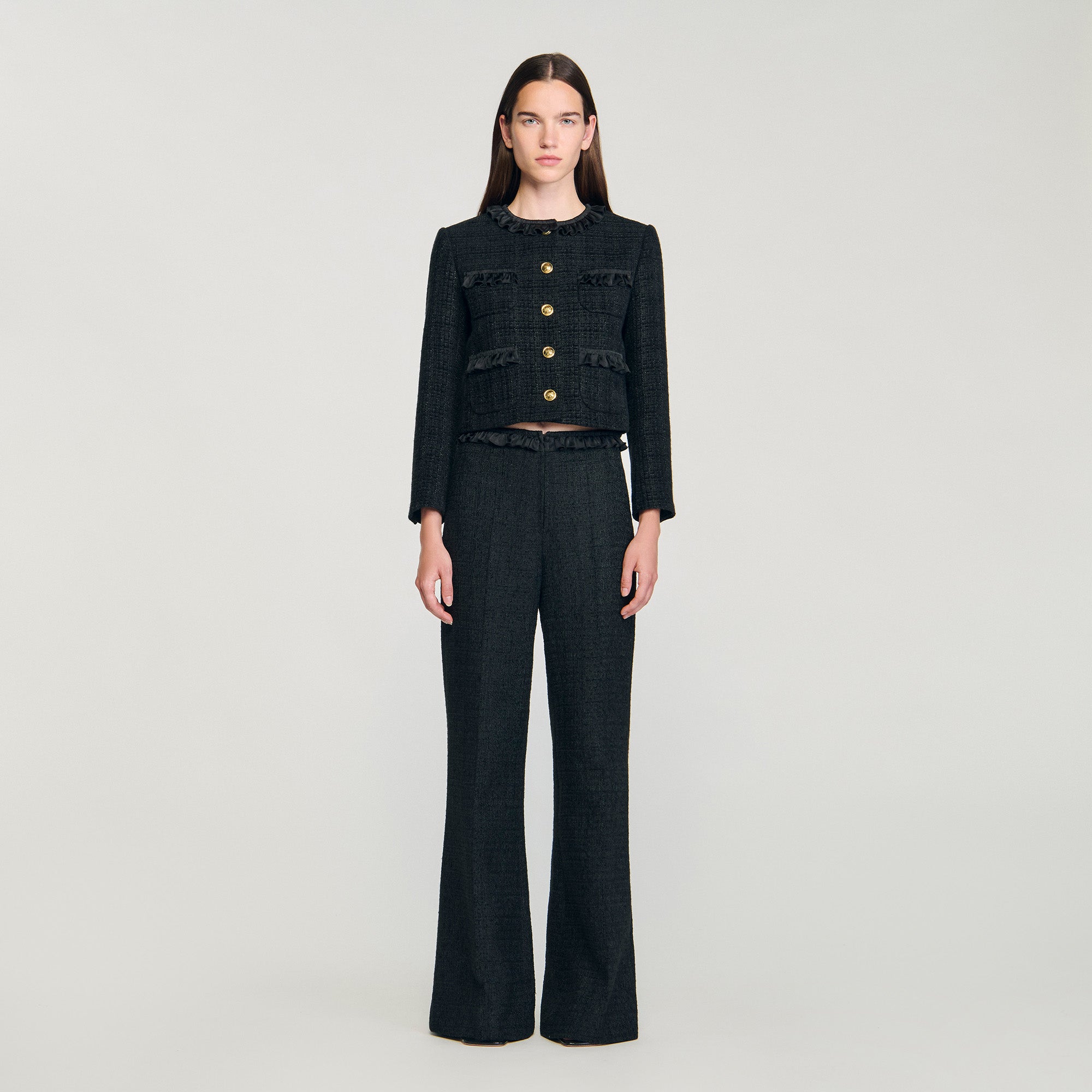Jillvy Tweed Suit Trousers Black
