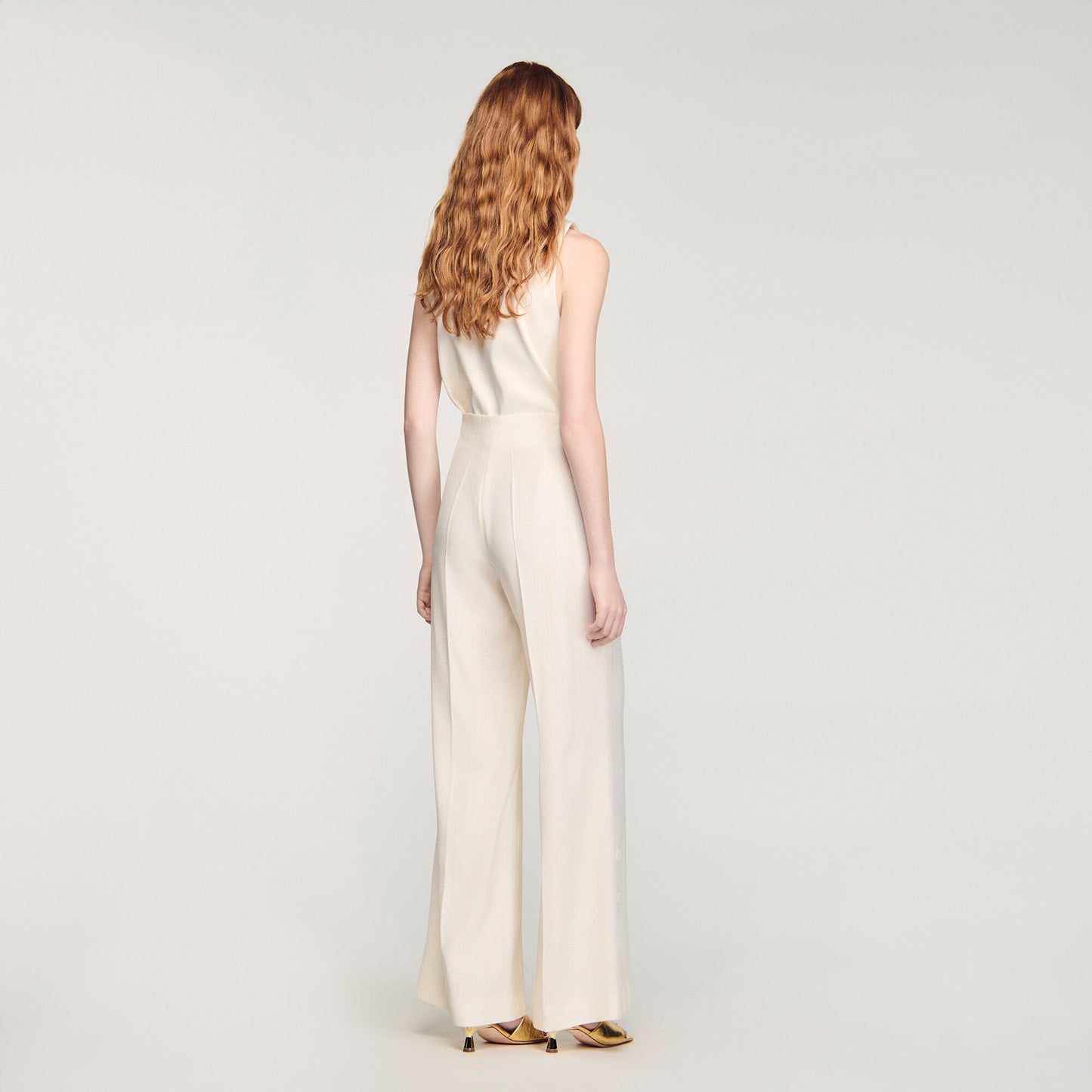 Tobias Buttoned-Slit Straight-Leg Trousers Ecru