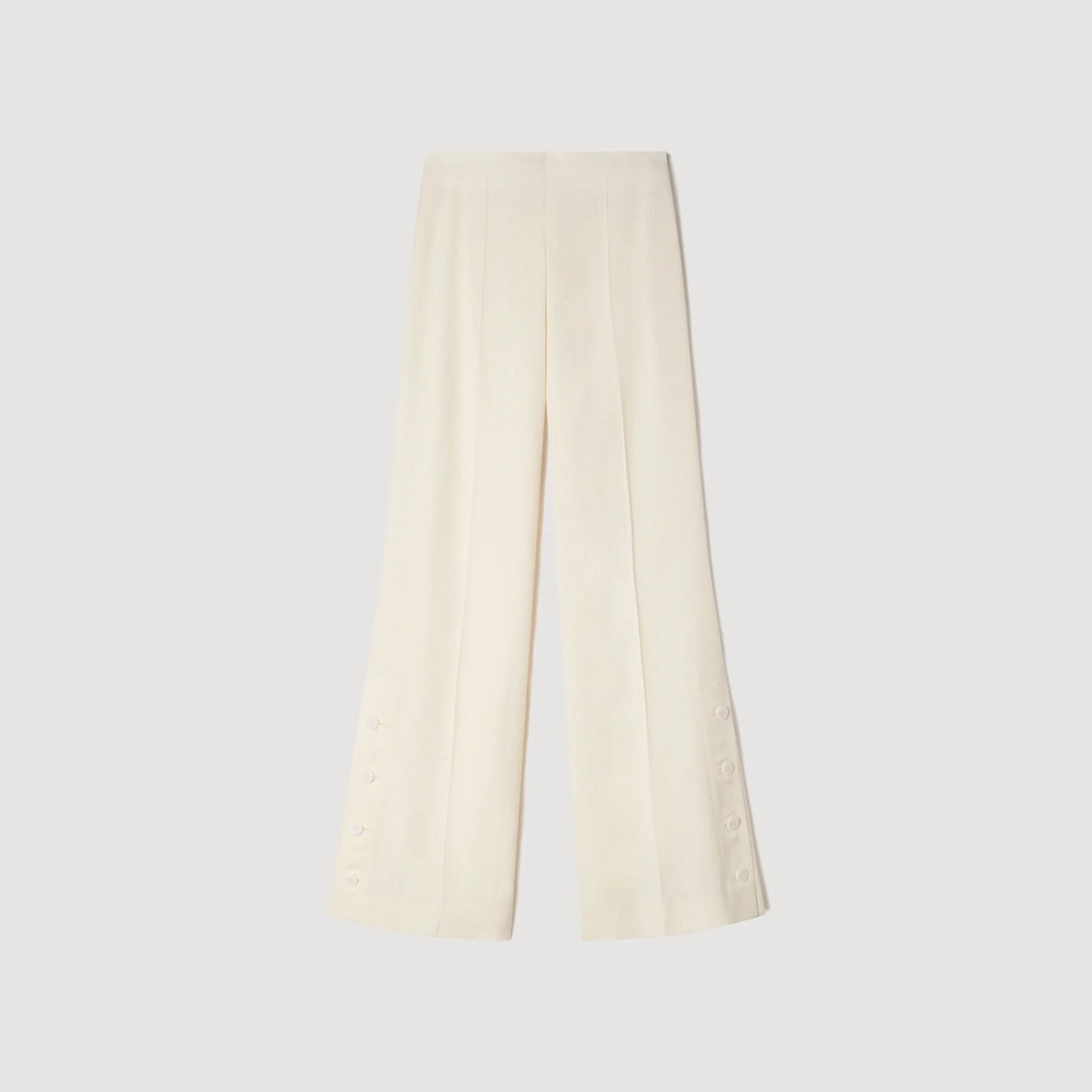 Tobias Buttoned-Slit Straight-Leg Trousers Ecru