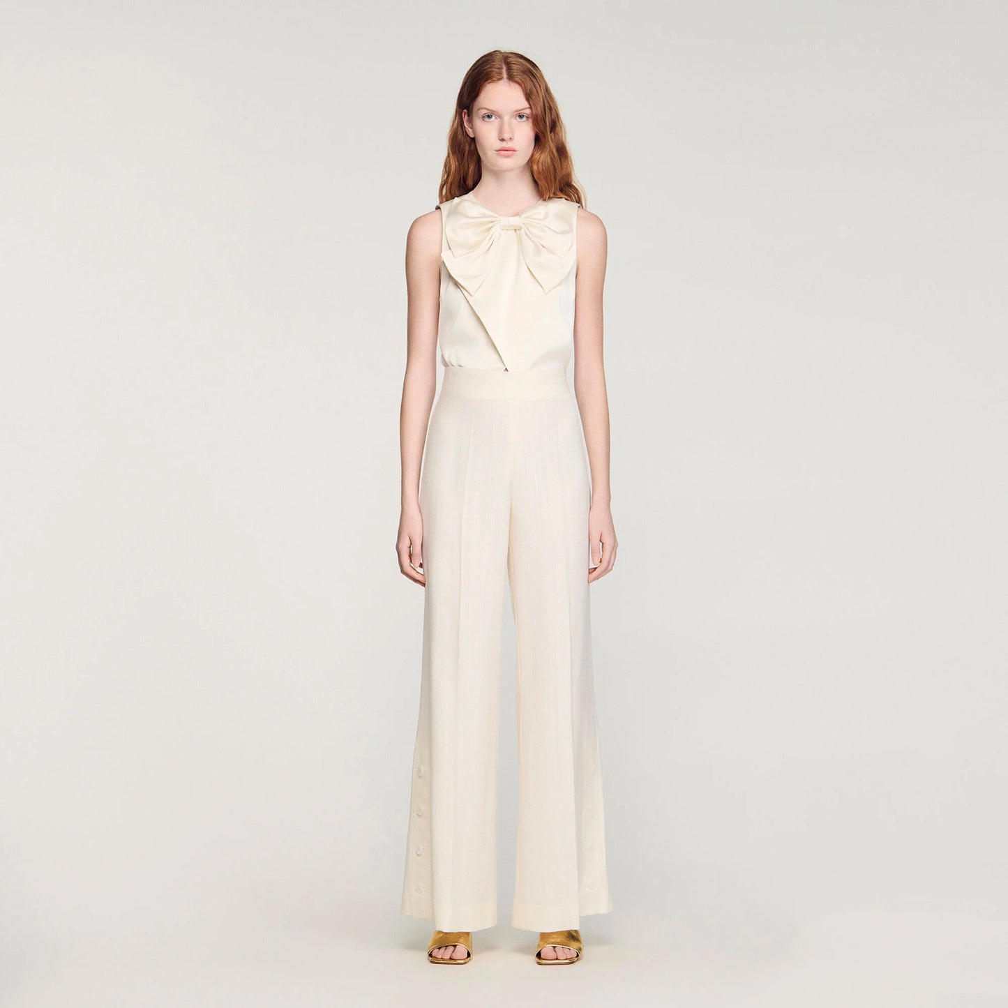 Tobias Buttoned-Slit Straight-Leg Trousers Ecru