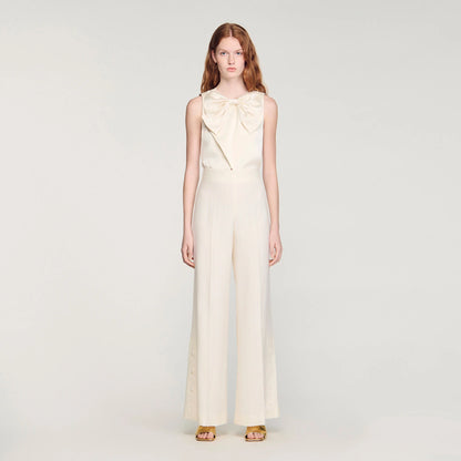 Tobias Buttoned-Slit Straight-Leg Trousers Ecru