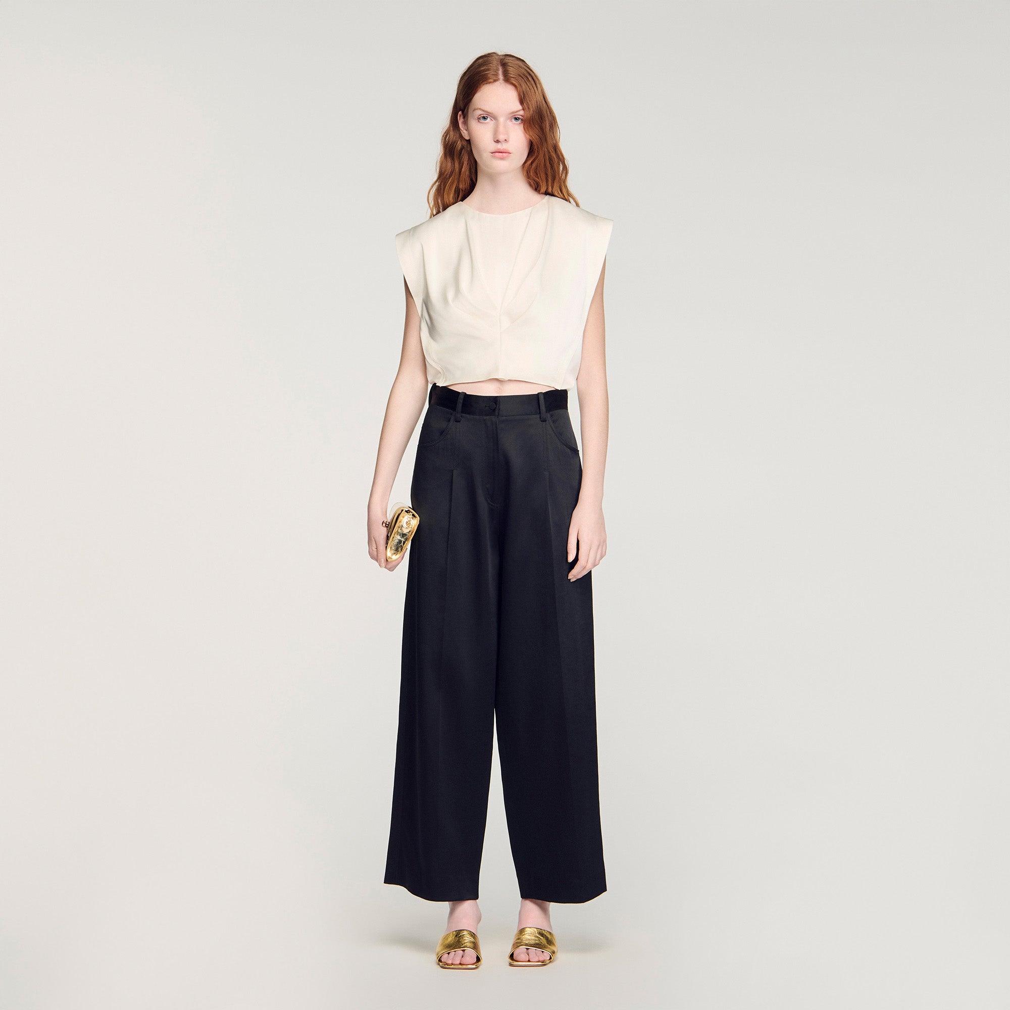 Zephir Satin-Effect Wide-Leg Trousers Black