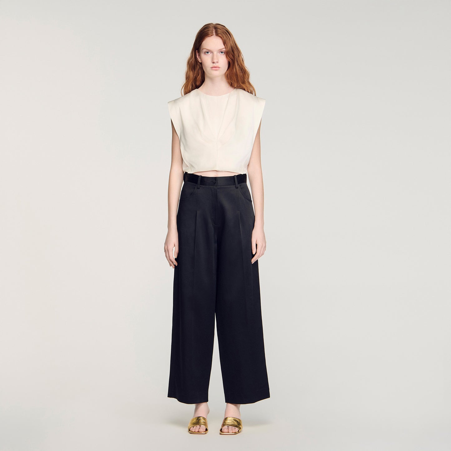 Zephir Satin-Effect Wide-Leg Trousers Black