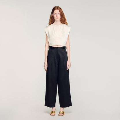 Zephir Satin-Effect Wide-Leg Trousers Black