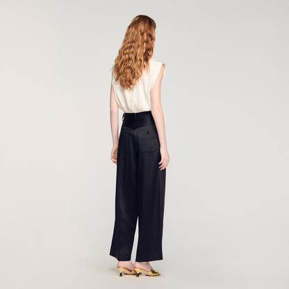 Zephir Satin-Effect Wide-Leg Trousers Black