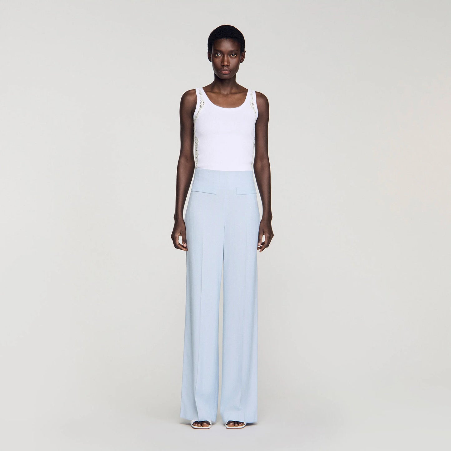 Concorde Striped Sequin Trousers Sky Blue