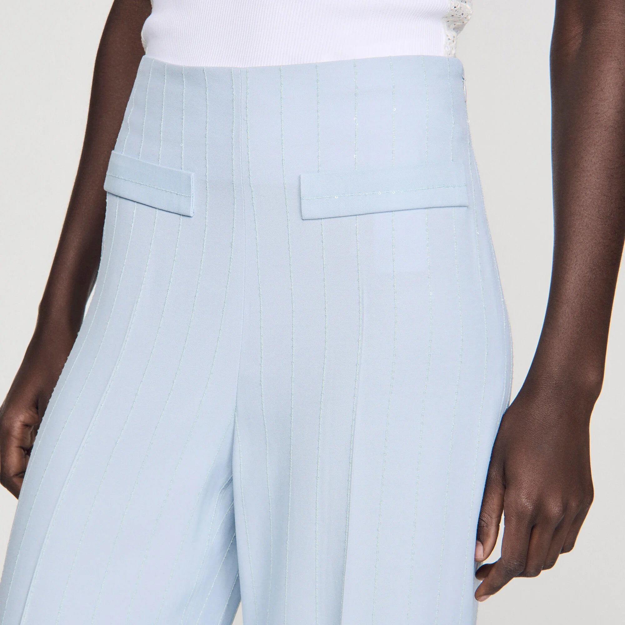 Concorde Striped Sequin Trousers Sky Blue