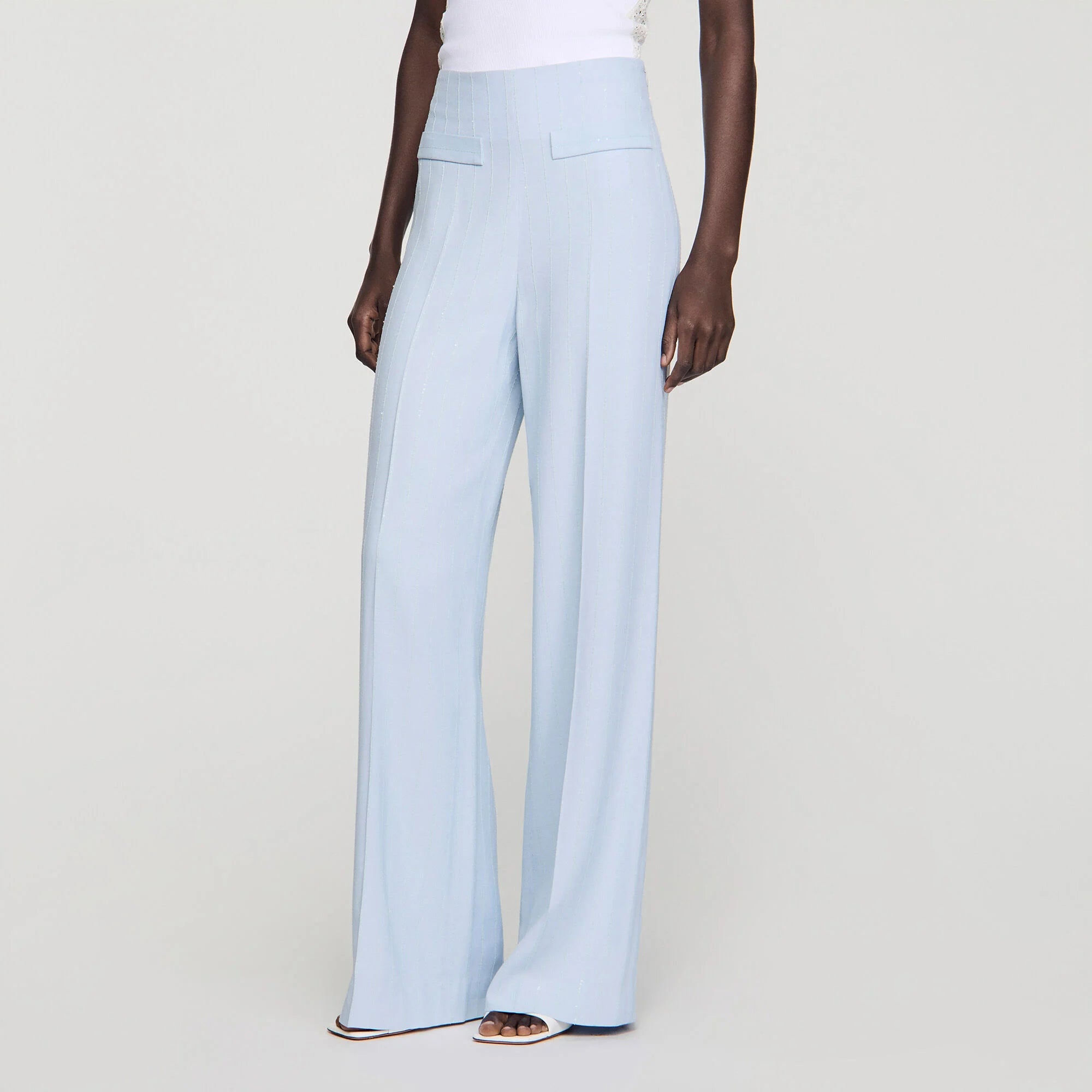 Concorde Striped Sequin Trousers Sky Blue