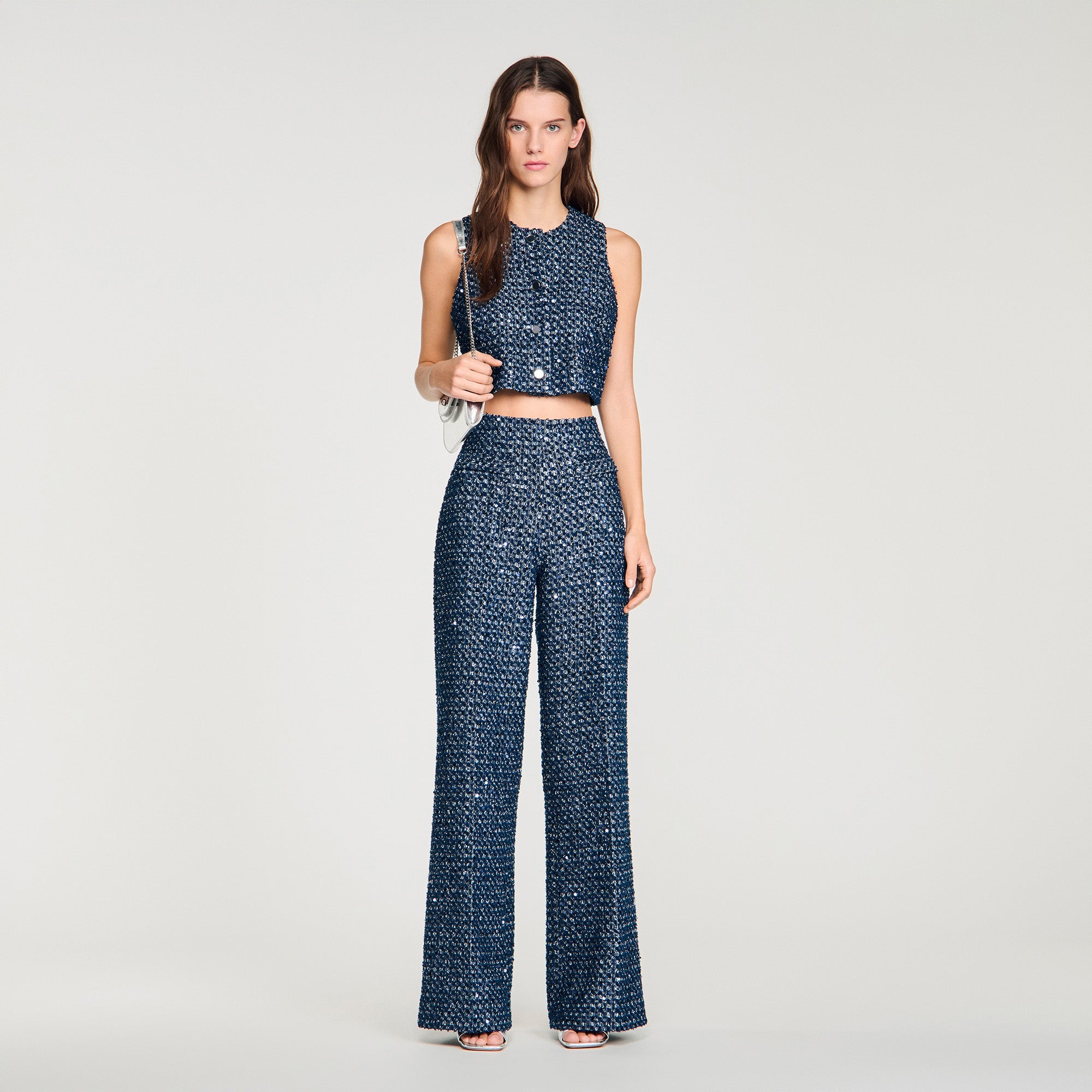 Bill Sequin Trousers Navy Blue