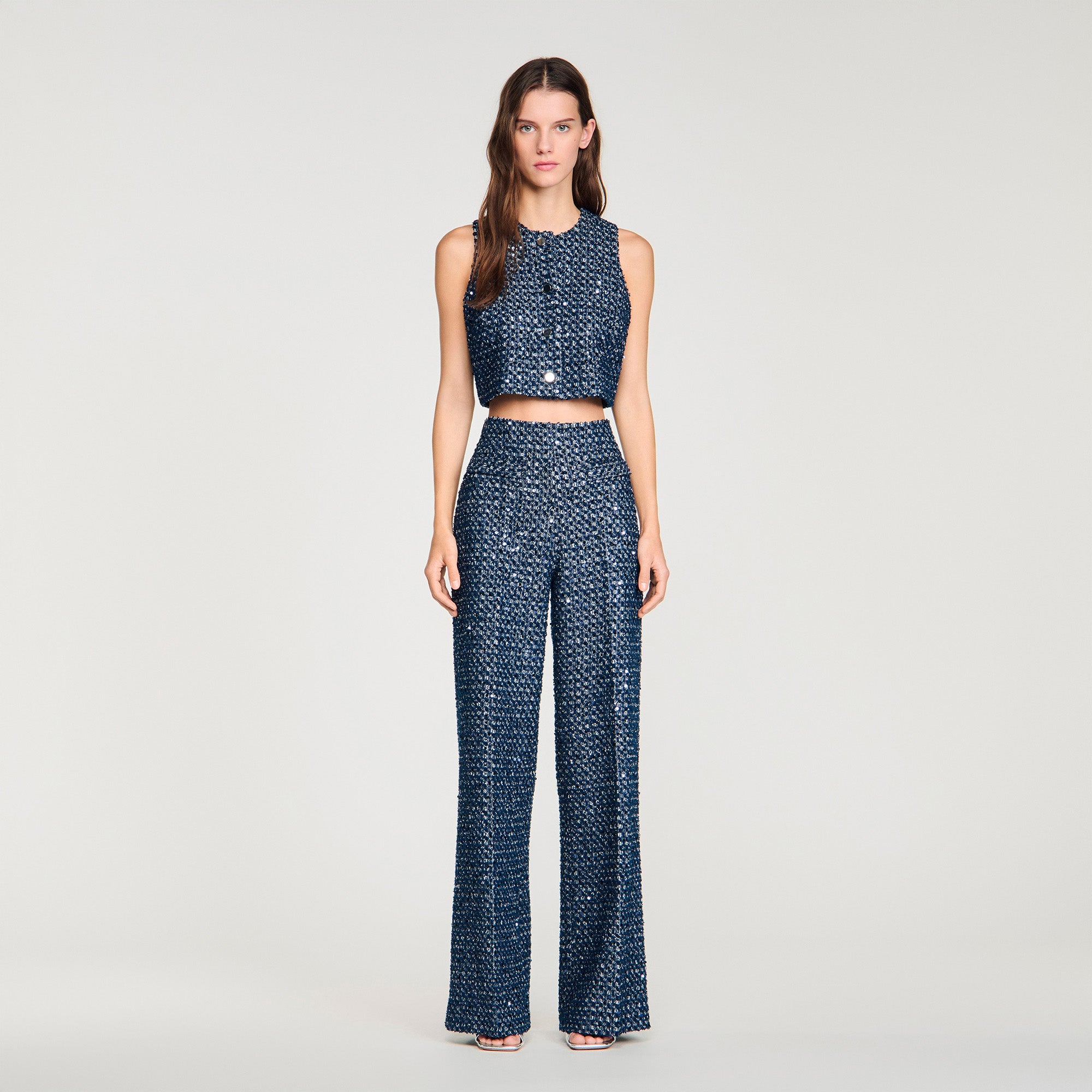 Bill Sequin Trousers Navy Blue