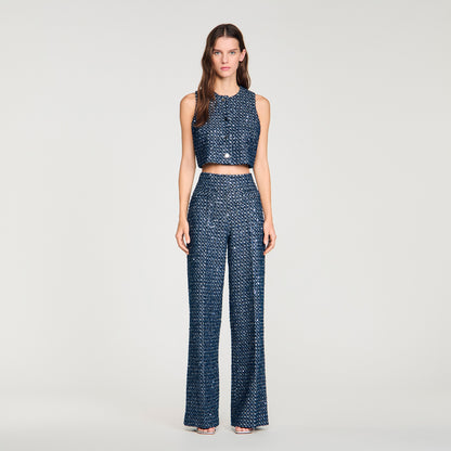 Bill Sequin Trousers Navy Blue