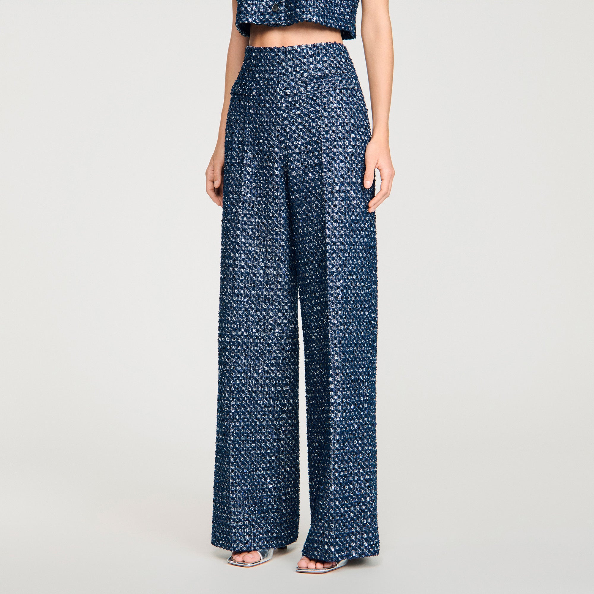 Bill Sequin Trousers Navy Blue