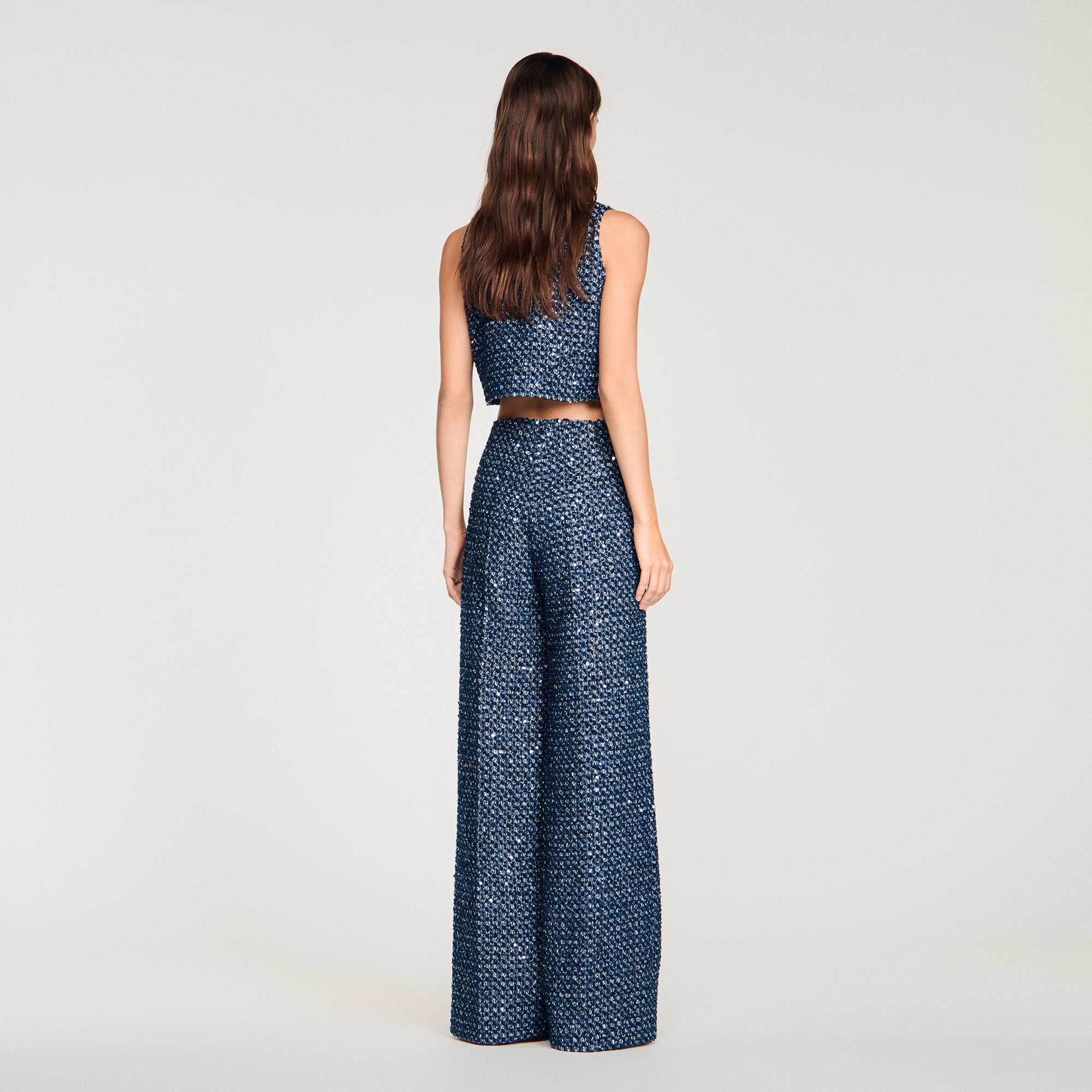 Bill Sequin Trousers Navy Blue