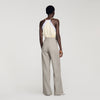 Leyo Wide-Leg Checked Wool Trousers Greige