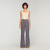 Floral Print Floaty Trousers Deep Blue Ocher