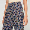 Floral Print Floaty Trousers Deep Blue Ocher
