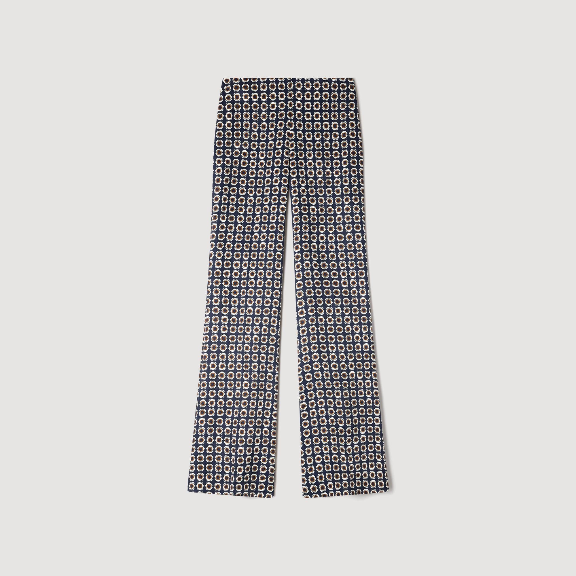 Donovan Floral-Print Floaty Trousers Deep Blue / Ocher