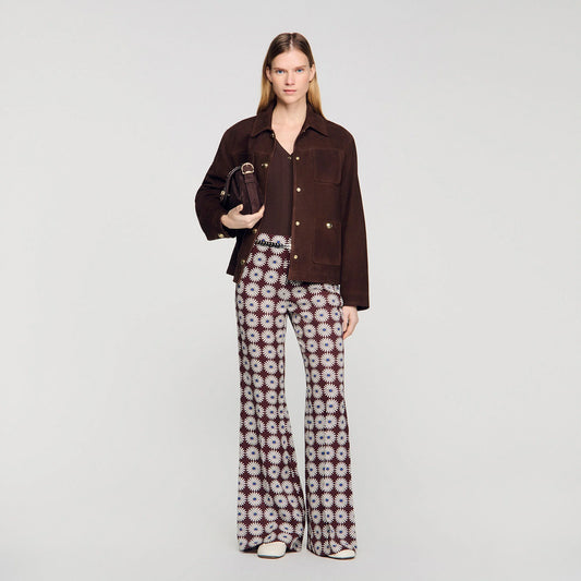 Doris Floral-Print Floaty Trousers Marron / Bleu