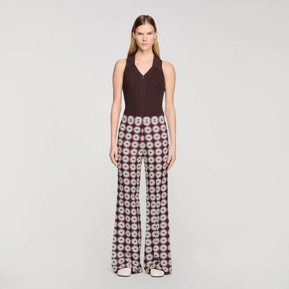 Doris Floral-Print Floaty Trousers Marron / Bleu