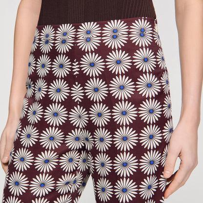 Doris Floral-Print Floaty Trousers Marron / Bleu