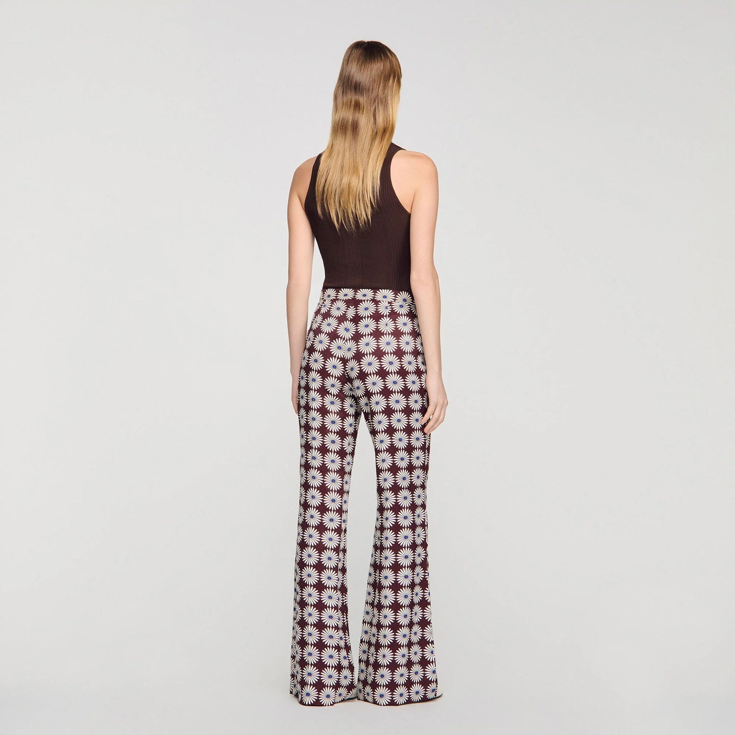 Doris Floral-Print Floaty Trousers Marron / Bleu