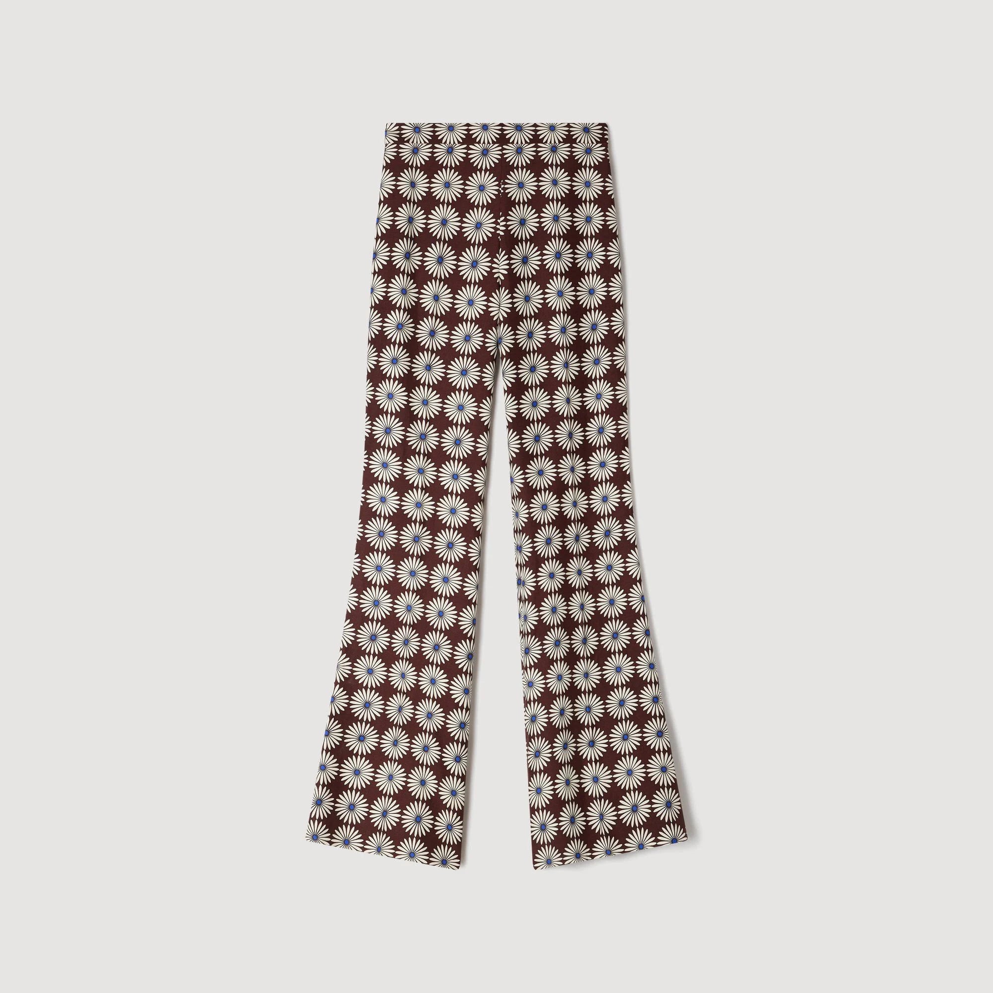 Doris Floral-Print Floaty Trousers Marron / Bleu