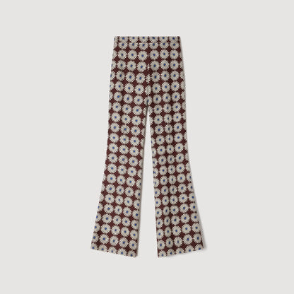 Doris Floral-Print Floaty Trousers Marron / Bleu