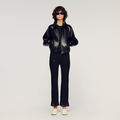 Telor Ruffled Knit Trousers Black