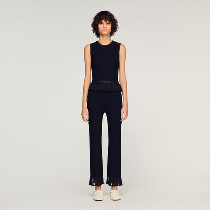 Telor Ruffled Knit Trousers Black