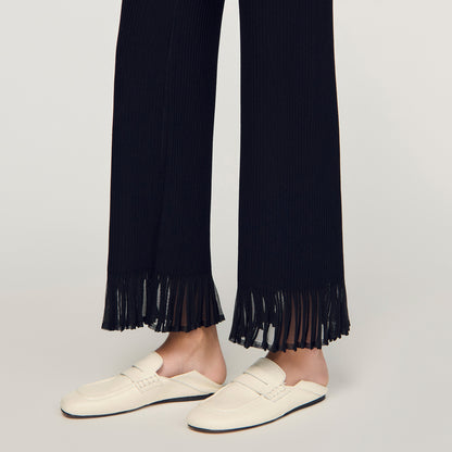 Telor Ruffled Knit Trousers Black
