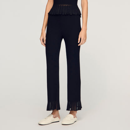 Telor Ruffled Knit Trousers Black