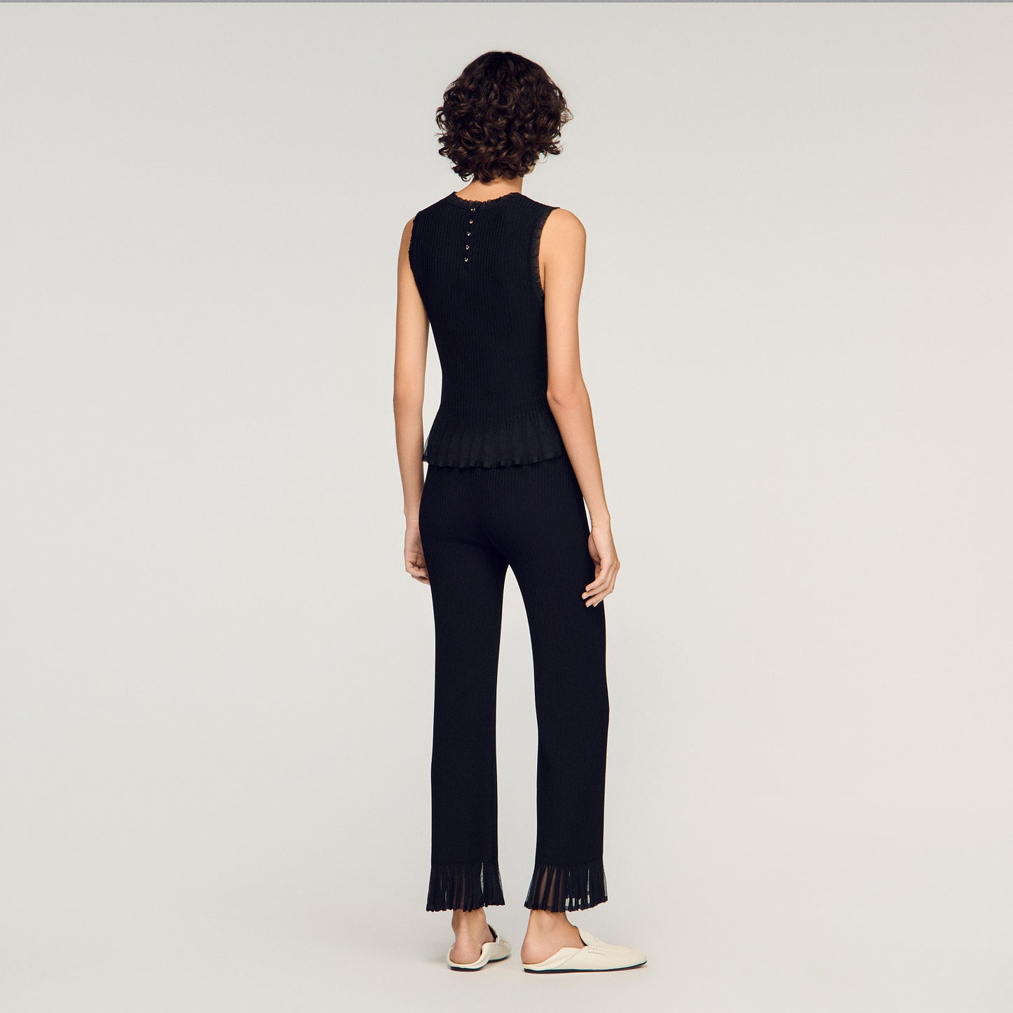 Telor Ruffled Knit Trousers Black