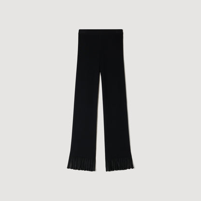 Telor Ruffled Knit Trousers Black