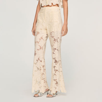 Amani Guipure Lace Trousers Ecru