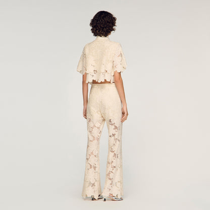 Amani Guipure Lace Trousers Ecru