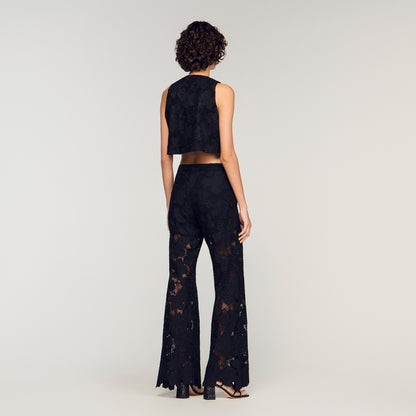 Guipure Lace Trousers Black
