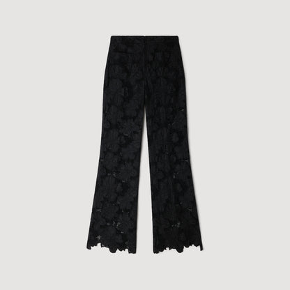 Amani Guipure Lace Trousers BLACK