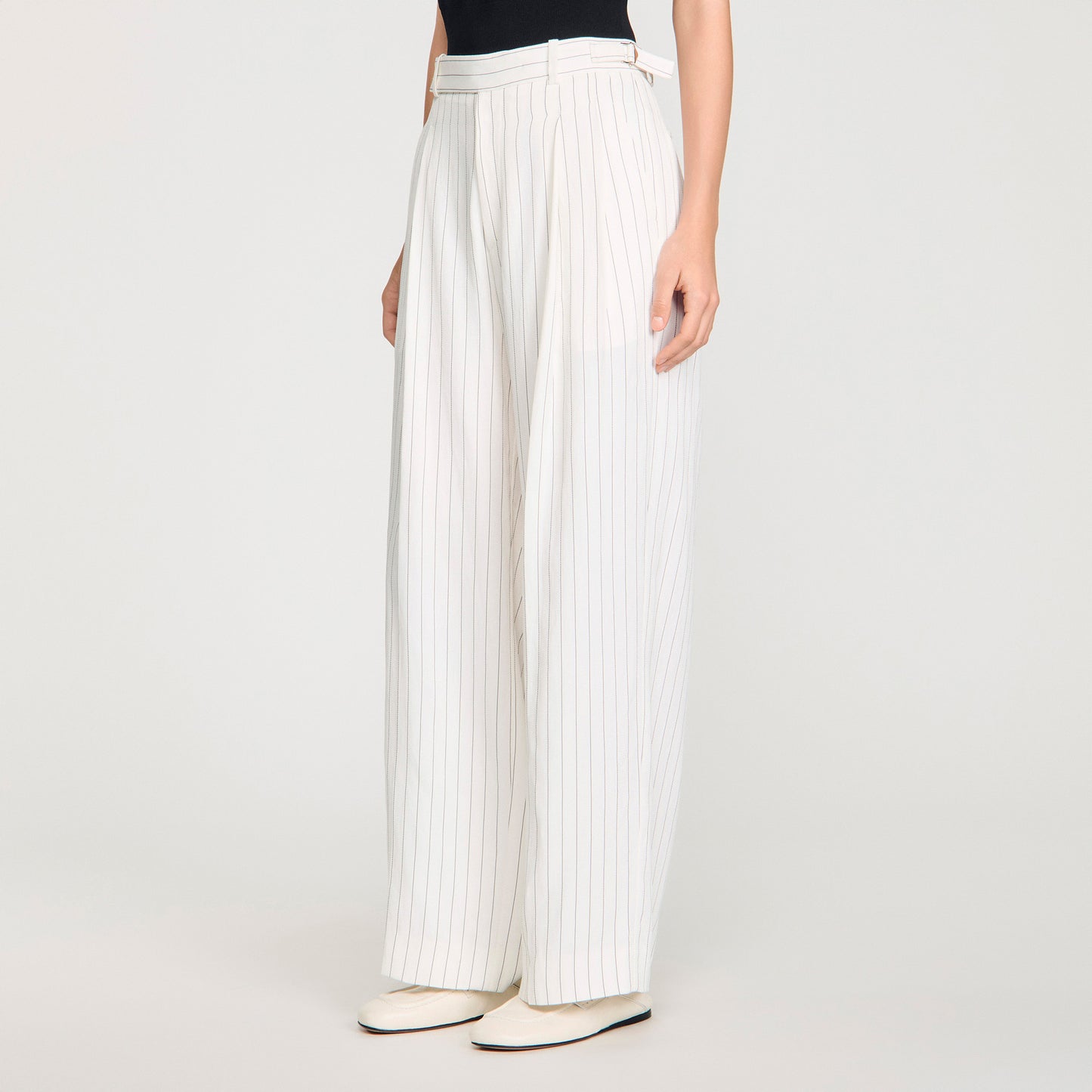 Striped Suit Trousers Ecru Black