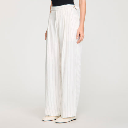Striped Suit Trousers Ecru Black