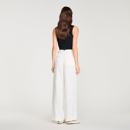 Striped Suit Trousers Ecru Black