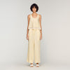 Talia Satin Wide-Leg Trousers Light Yellow
