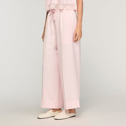 Satin Wide Leg Trousers Light Pink