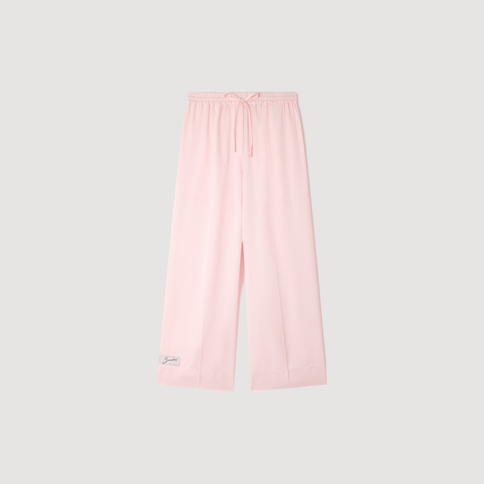 Satin Wide Leg Trousers Light Pink