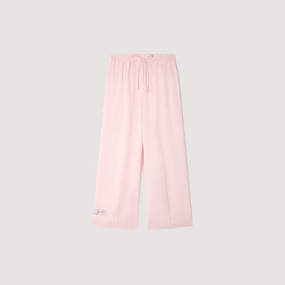 Satin Wide Leg Trousers Light Pink