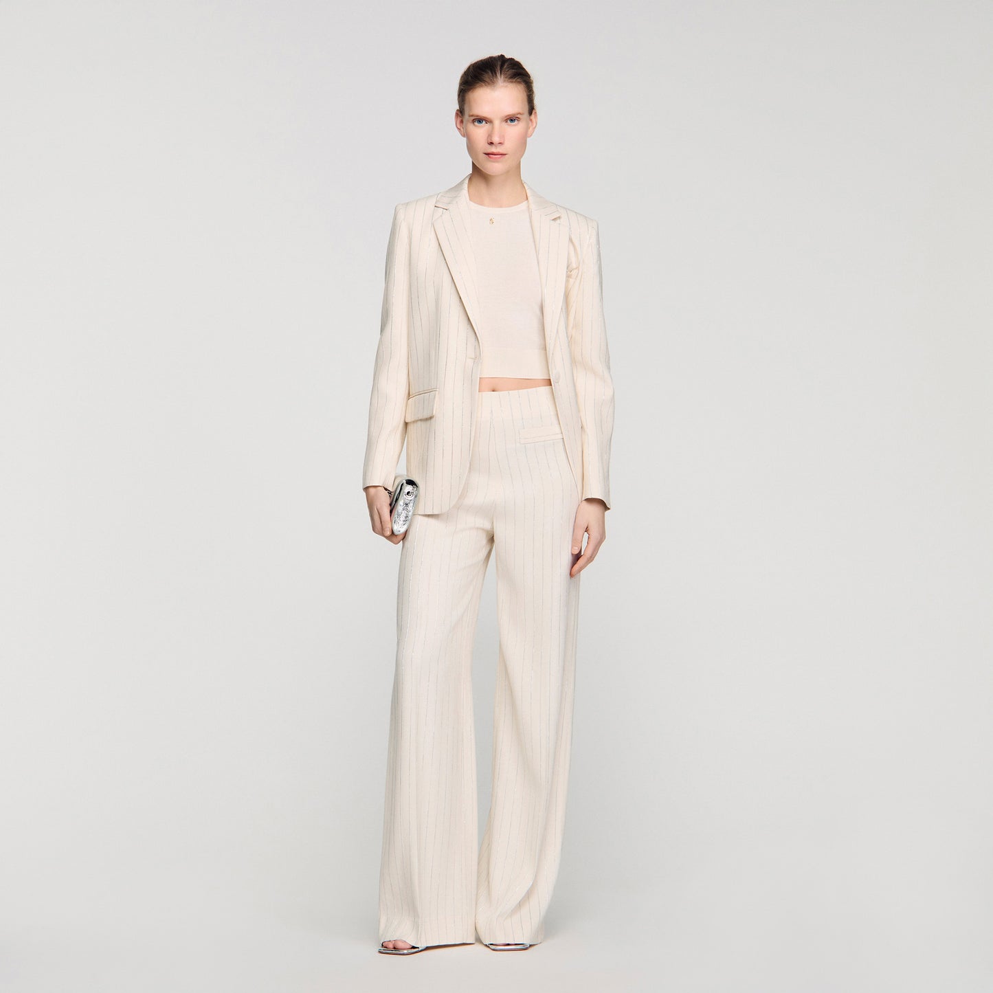 Serge Striped Trousers ECRU / SILVER