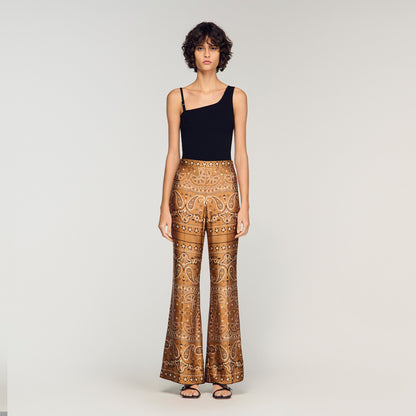 Bandana Print Floaty Trousers Brown Black